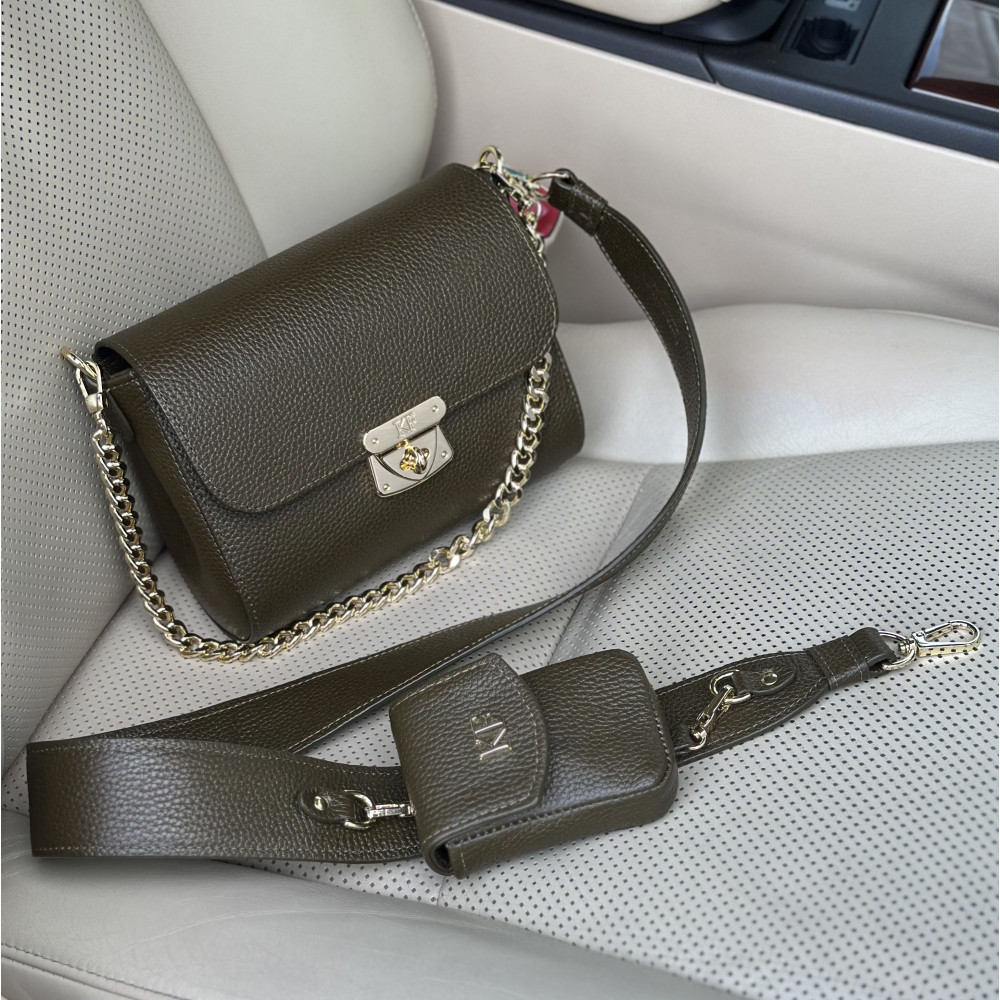 Women’s leather crossbody bag on a wide strap Prima Ann KF-3810