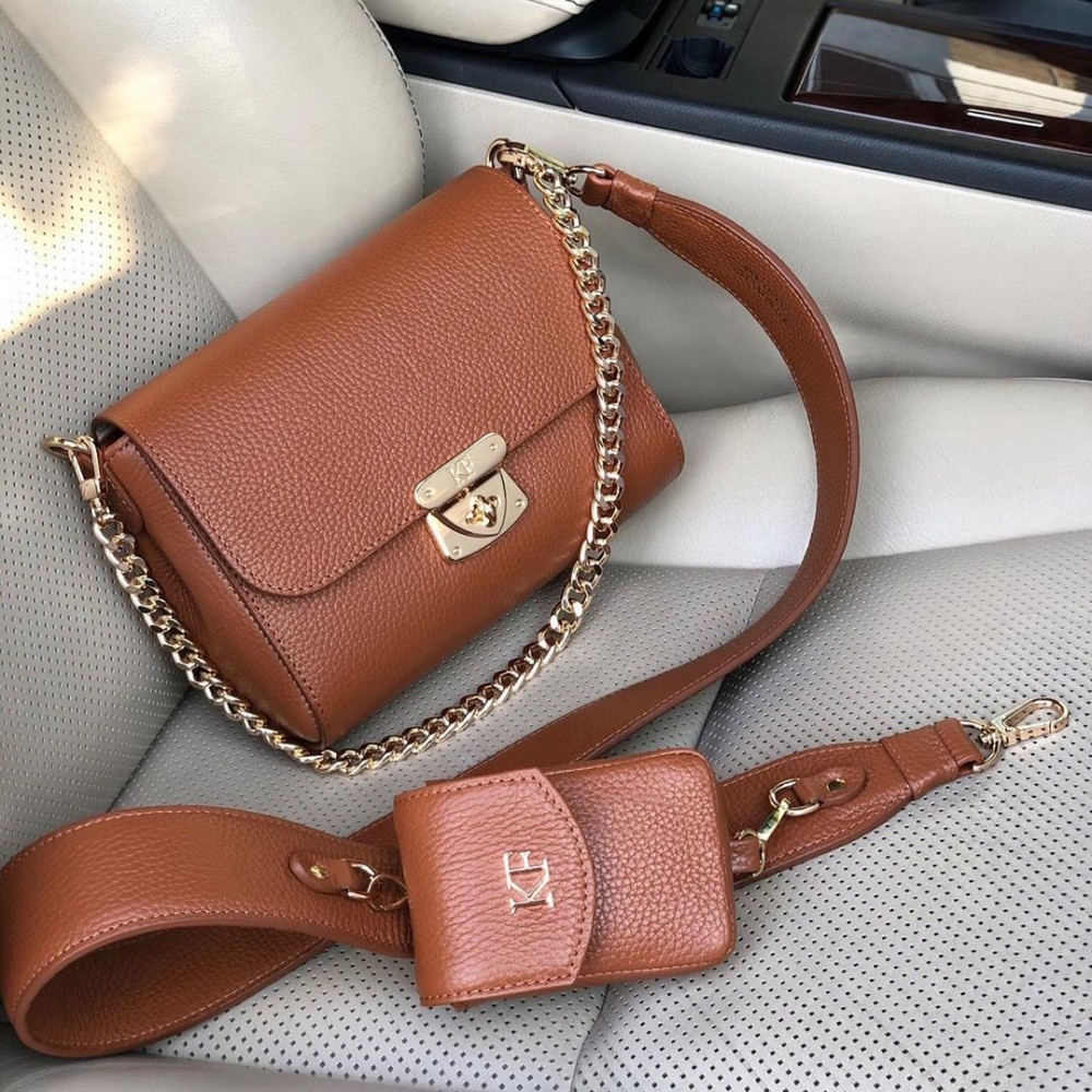 Women’s leather crossbody bag on a wide strap Prima Ann KF-3811