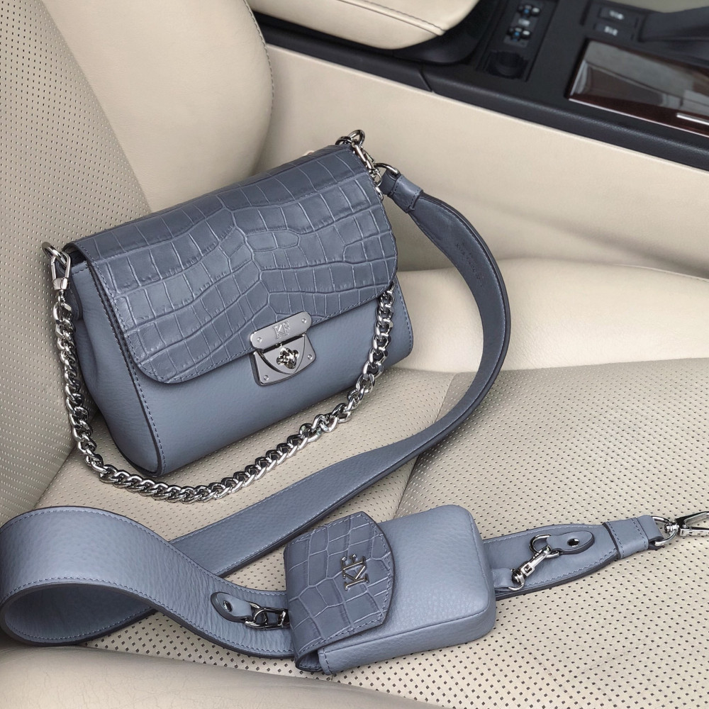 Women’s leather crossbody bag on a wide strap Prima Ann KF-3813-