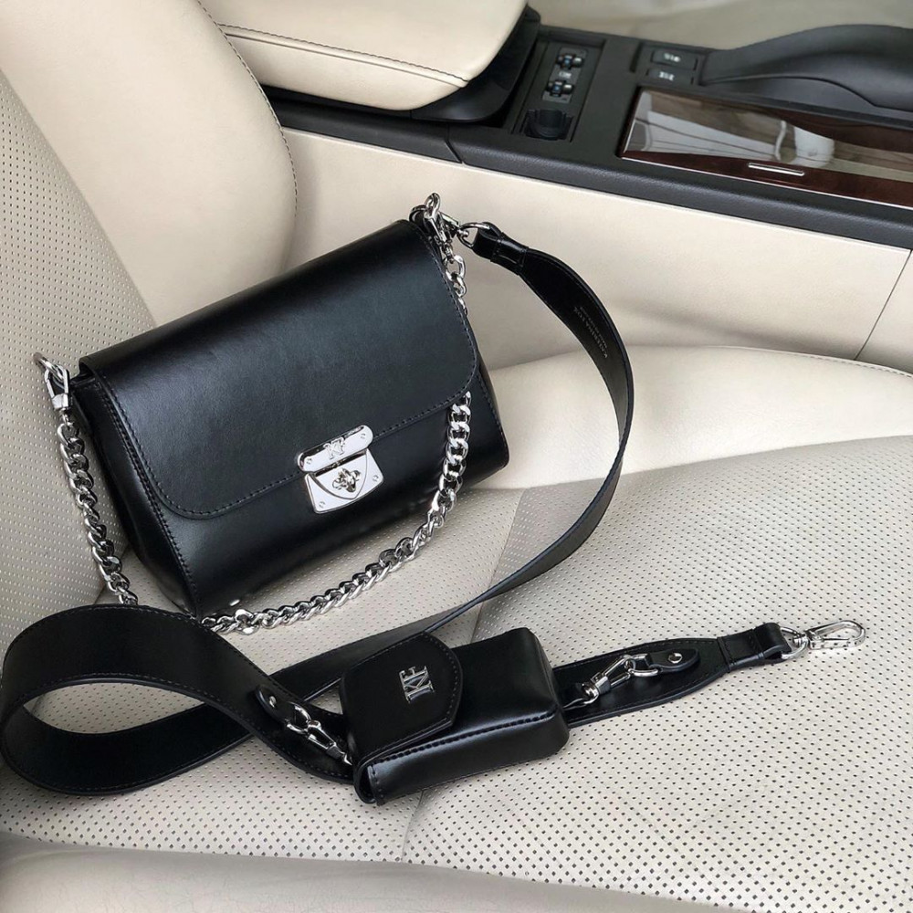 Women’s leather crossbody bag on a wide strap Prima Ann KF-3865