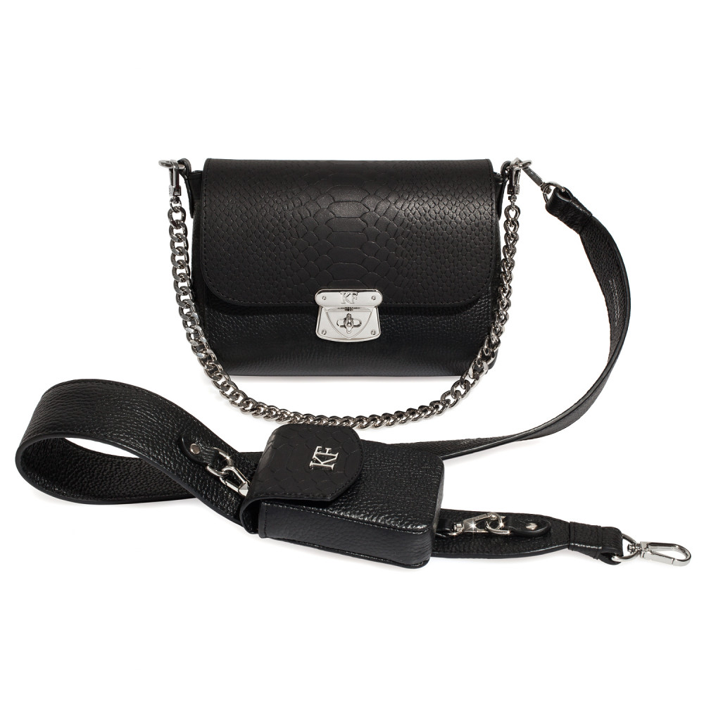 Women’s leather crossbody bag on a wide strap Prima Ann KF-5364