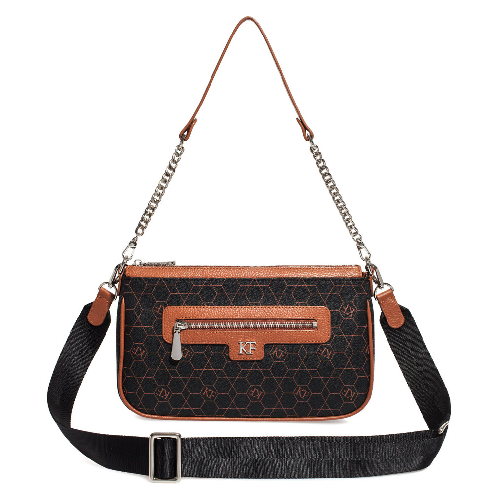 Women’s leather crossbody bag on a wide strap on a wide strap Kate KF-5504
