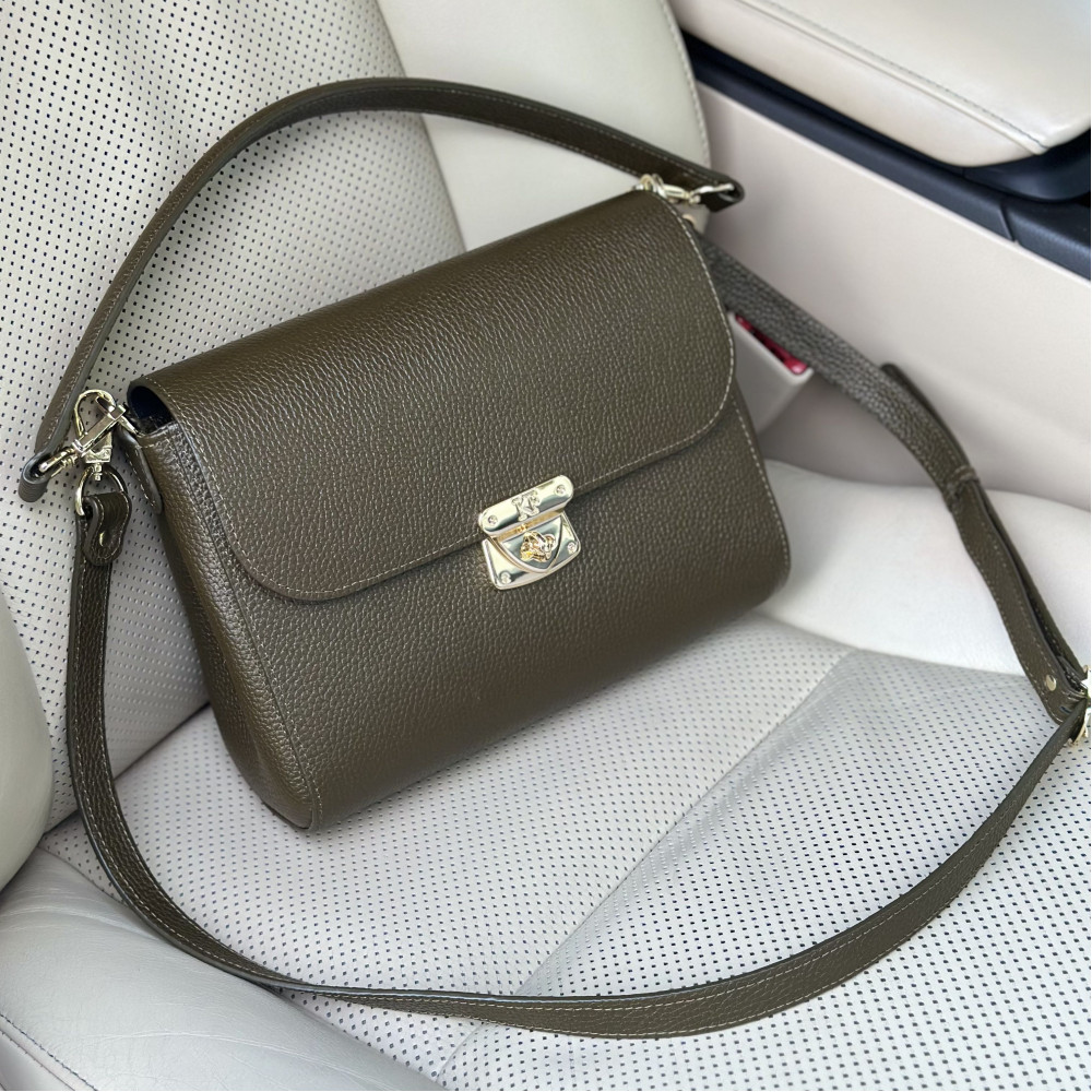 Жіноча шкіряна сумка кросс-боді на широкому ремені Prima M KF-7536