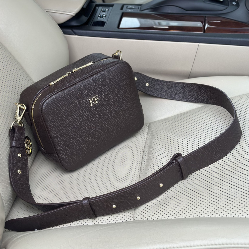 Жіноча шкіряна сумка кросс-боді на широкому ремені Tetiana S KF-7597