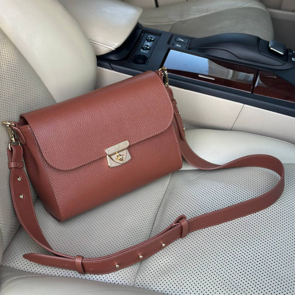 Women’s leather crossbody bag on a wide strap Prima M KF-7880